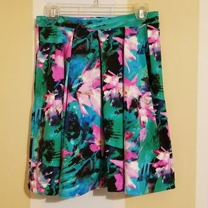 Cynthia Rowley Floral Print Skirt in Green and Pink